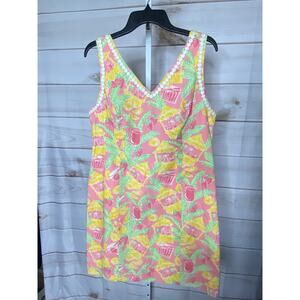 Vintage Lilly Pullitzer Women's Medium Pink Drink Bar Lace Mini Dress Lined